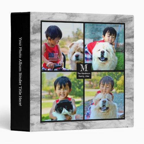 Gray Marble Collage Personalized Photo Album 3 Ring Binder