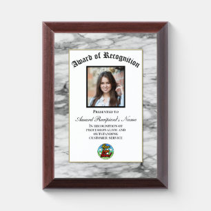 Gray Marble Custom Logo Photo Award Plaque
