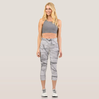 Gray Marble Dappled Concrete Capri Leggings