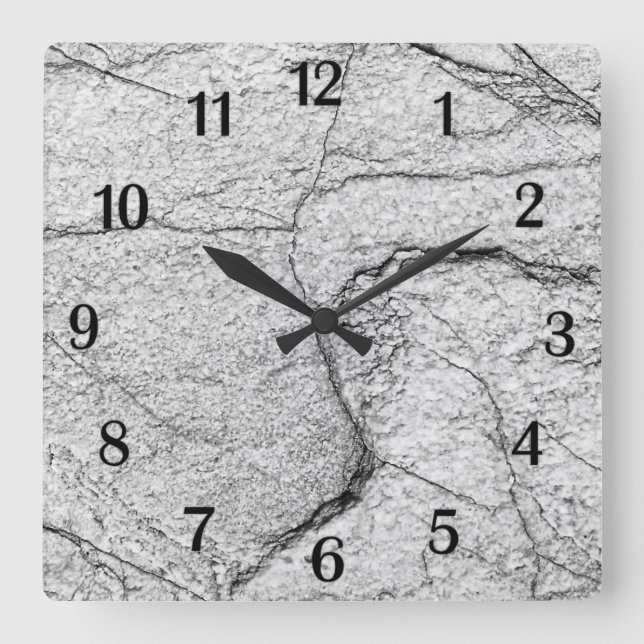 Gray Marble Dappled Concrete Square Wall Clock (Front)
