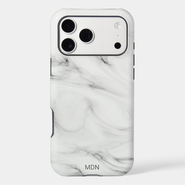 Gray Marble Geode with Monogram Iphone Case (Back)