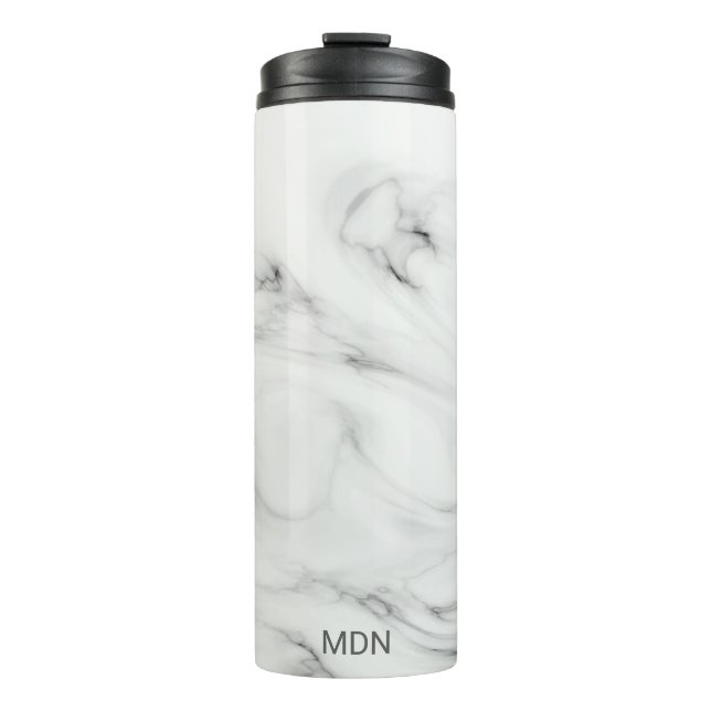 Gray Marble Geode with Monogram Thermal Tumbler (Front)