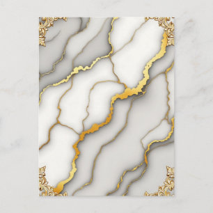 Gray Marble Gold Ornate Frame Pattern Postcard