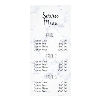 gray marble granite modern salon service menu