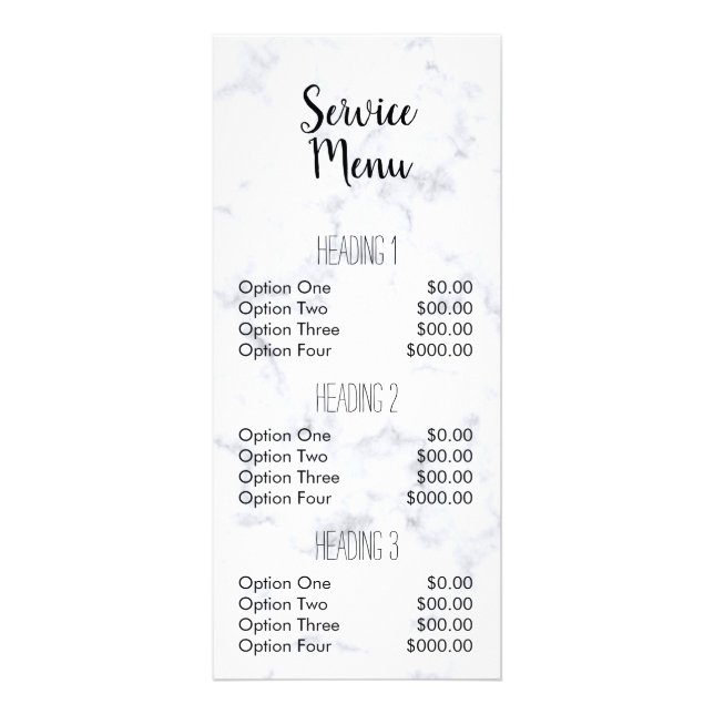 gray marble granite modern salon service menu (Front)