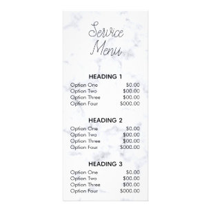 gray marble granite modern salon service menu