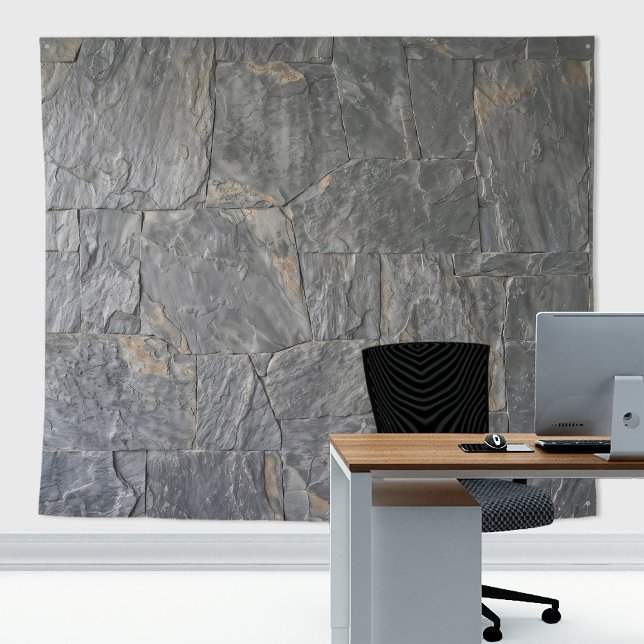 Gray Marble large stone slabs wall with veins Tapestry (Gray marble stone wall tapestry decor with stone  texture for zoom meetings backdrop or home decor)