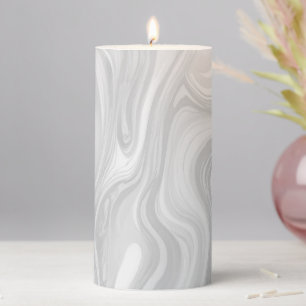 Gray Marble Light Grey White Modern Abstract Pillar Candle