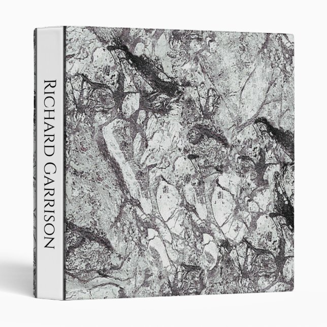 Gray Marble Look Custom Text 3 Ring Binder (Front/Spine)