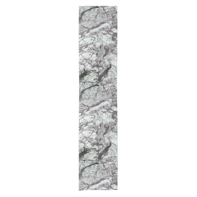 Gray Marble Look Short Table Runner (Front)