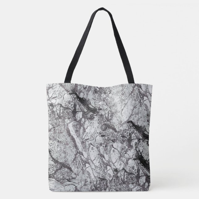 Gray Marble Look Tote Bag (Back)