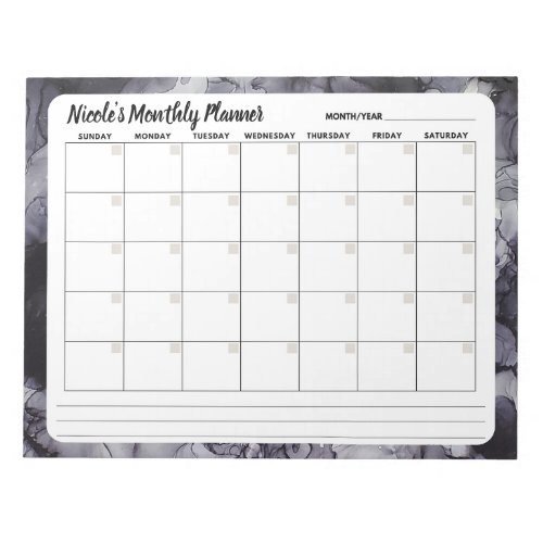 Gray Marble Monthly Calendar Notepad 