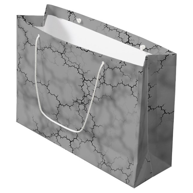 Gray Marble Pattern Father's Day Large Gift Bag (Front Angled)
