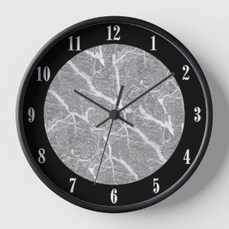 Gray Marble Print and White Numbers Clock