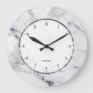 Gray Marble Print With Gray Crackles Large Clock