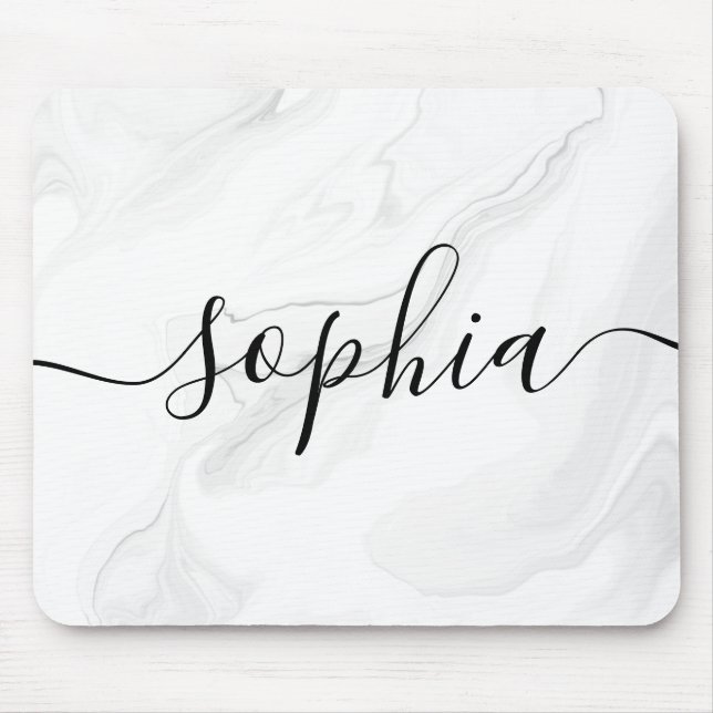 Gray Marble Script Calligraphy Mouse Pad (Front)