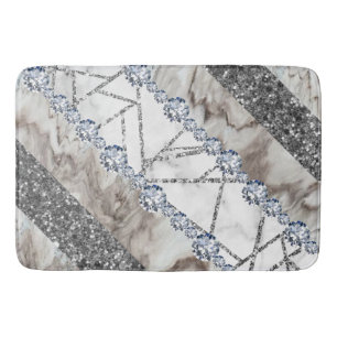 Gray Marble Stone Modern Abstract Bath Mat