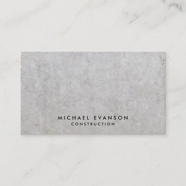 Gray Marble Stone Pattern Simple Construction Business Card (Front)