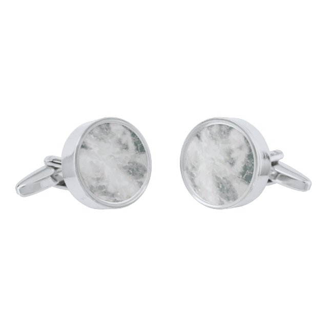 Gray Marble Stone Pattern Texture Print 2 Cufflinks (Angled)
