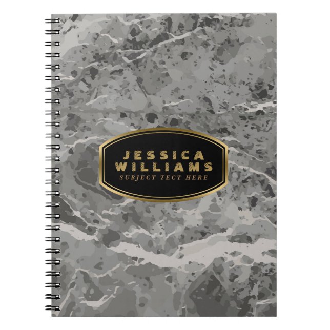 Gray Marble Stone Pattern Texture Print 2 Notebook (Front)