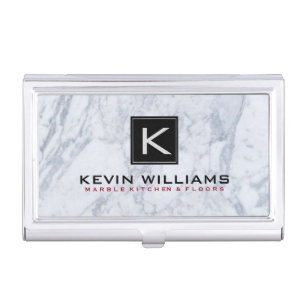 Gray Marble Stone Texture Black Accent Business Card Holder
