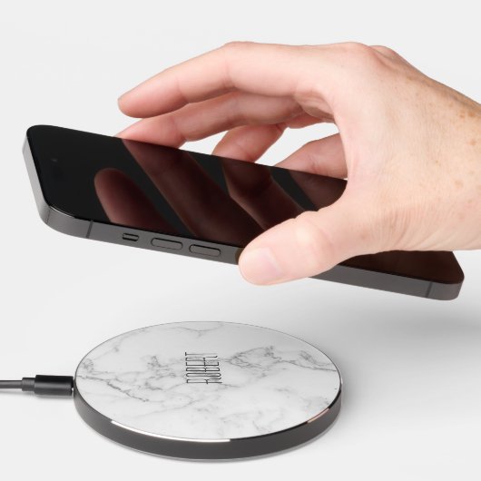Gray marble stone texture wireless charger  (Hand)