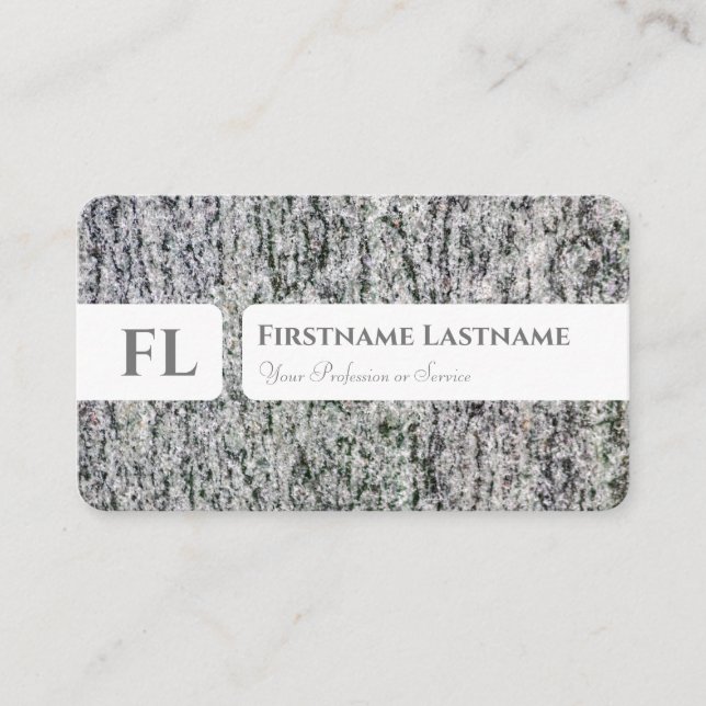 Gray marble structure monogram interior designer business card (Front)