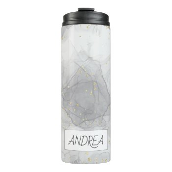 Gray Marble Swirls Thermal Tumbler by lilanab2 at Zazzle