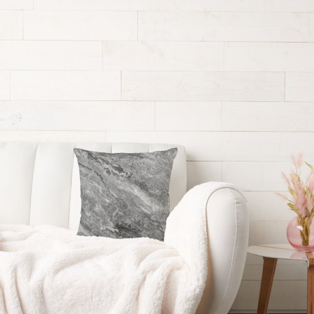 Gray marble throw pillow (Couch)