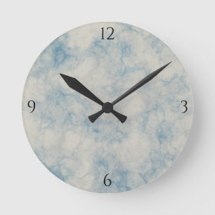 Gray Marble with Blue Round Clock