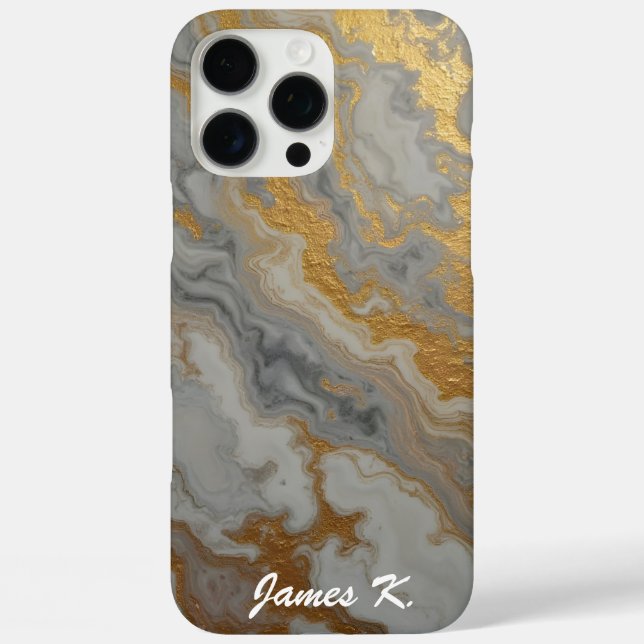 Gray Marble with Gold Case-Mate iPhone Case (Back)