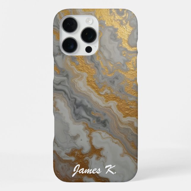Gray Marble with Gold Iphone Case (Back)