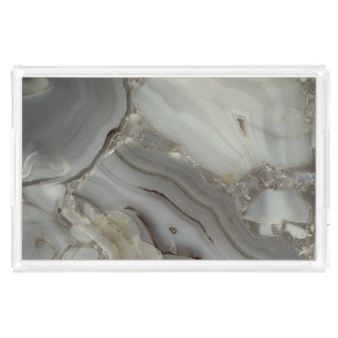 Gray Marble with Gold Vein Acrylic Tray