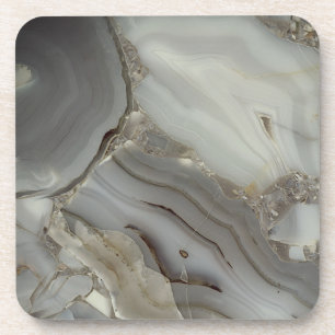 Gray Marble with Gold Vein Beverage Coaster