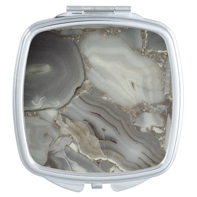 Gray Marble with Gold Vein Compact Mirror (Front)