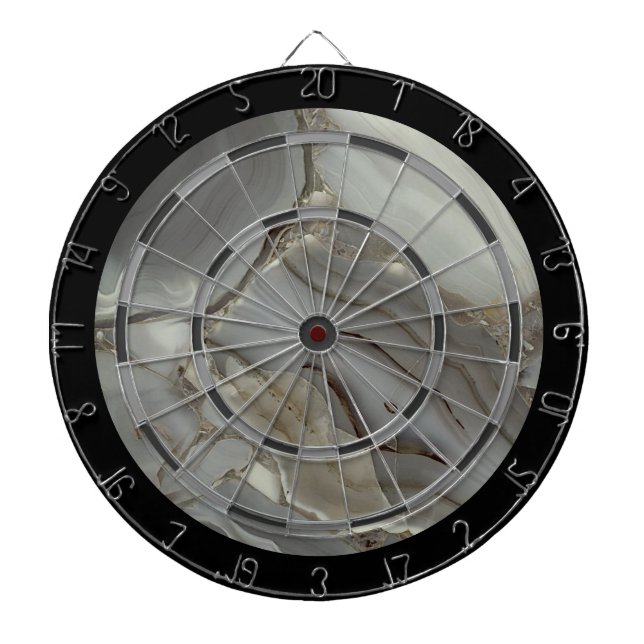Gray Marble with Gold Vein Dart Board (Front)