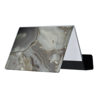 Gray Marble with Gold Vein Desk Business Card Holder