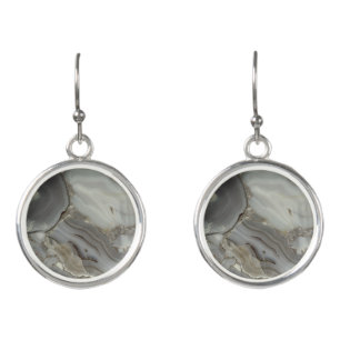 Gray Marble with Gold Vein Earrings