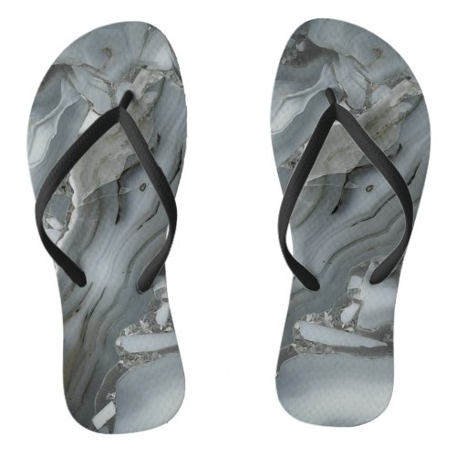 Gray Marble with Gold Vein Flip Flops