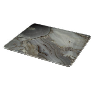 Gray Marble with Gold Vein Glass Cutting Board