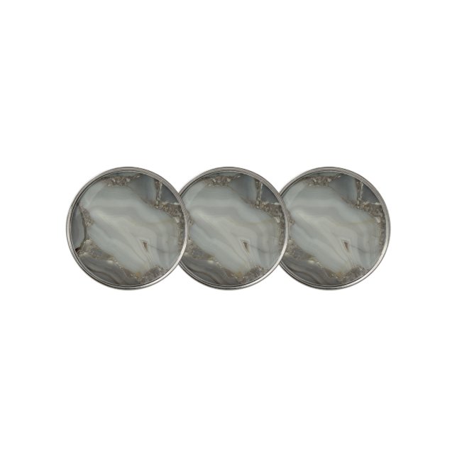Gray Marble with Gold Vein Golf Ball Marker (3 Up)