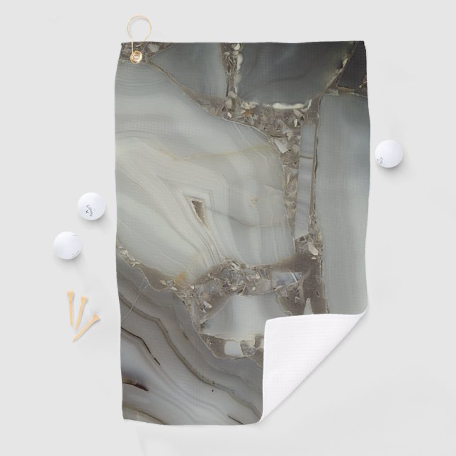 Gray Marble with Gold Vein Golf Towel (InSitu)