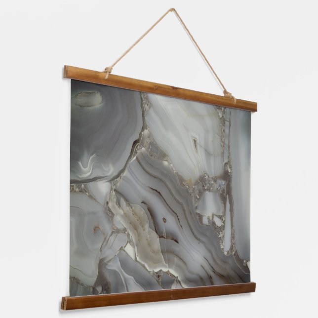 Gray Marble with Gold Vein Hanging Tapestry (Angled)