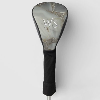 Gray Marble with Gold Vein Initial