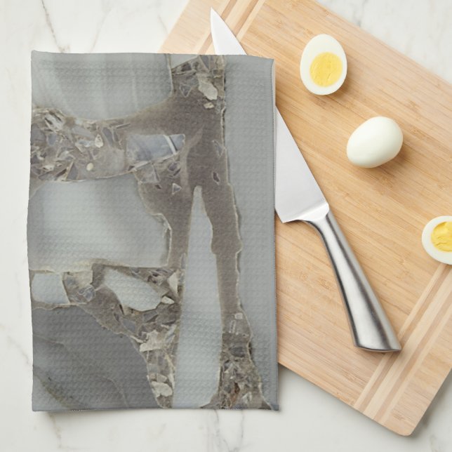 Gray Marble with Gold Vein Kitchen Towel (Quarter Fold)
