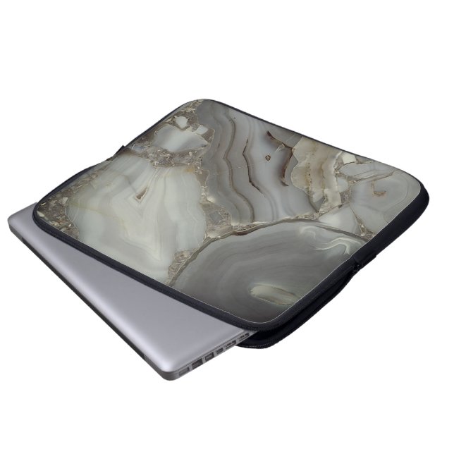 Gray Marble with Gold Vein Laptop Sleeve (Front Bottom)