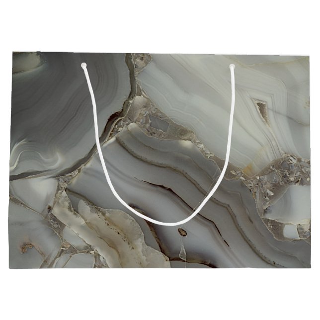 Gray Marble with Gold Vein Large Gift Bag (Back)