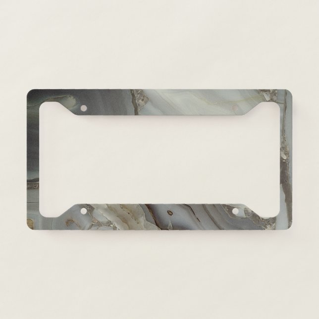 Gray Marble with Gold Vein License Plate Frame (Front)