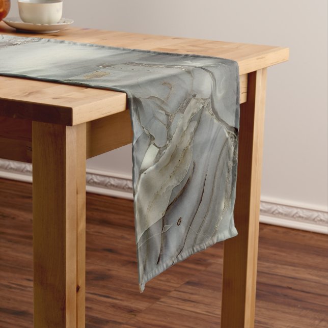 Gray Marble with Gold Vein Long Table Runner (In Situ)