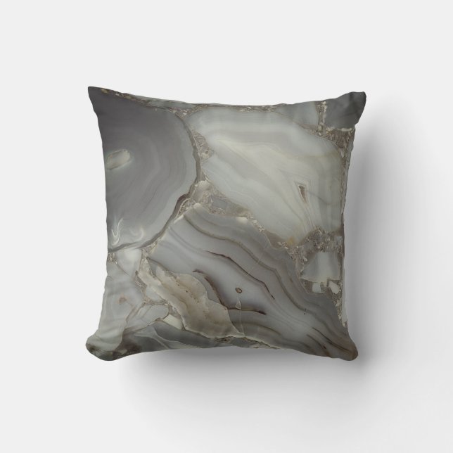 Gray Marble with Gold Vein Outdoor Pillow (Front)